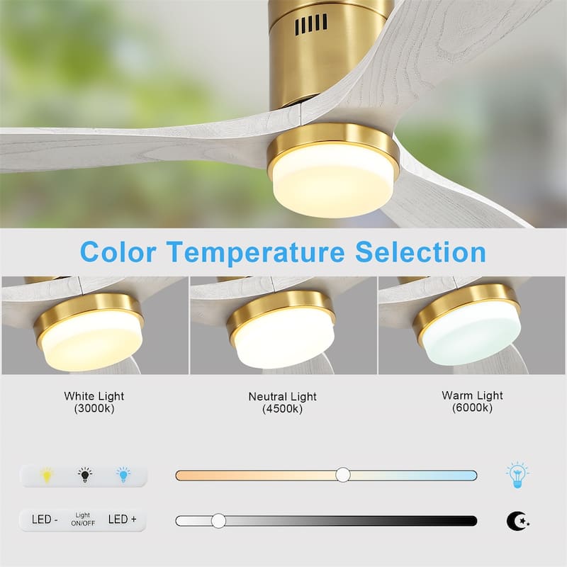 52 inch Flush Mount Ceiling Fans With/Without Lights & Remote Solid Wood Fans For Bedroom