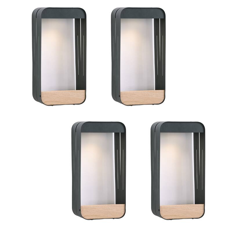 Outdoor Solar LED Wall Lantern Metal Wood-grain Shelf Sconce(4-pack)