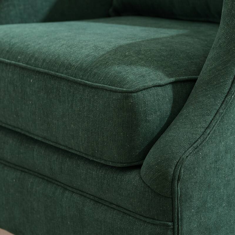 KINWELL 31" Wide Linen Fabric Upholstered Swivel Barrel Accent Chair
