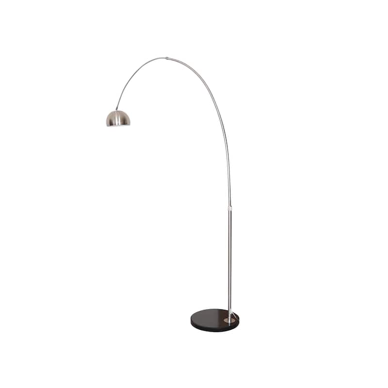Floor Lamp with Black Marble Base and Metal Lamp Shade Arco Collection - 76"