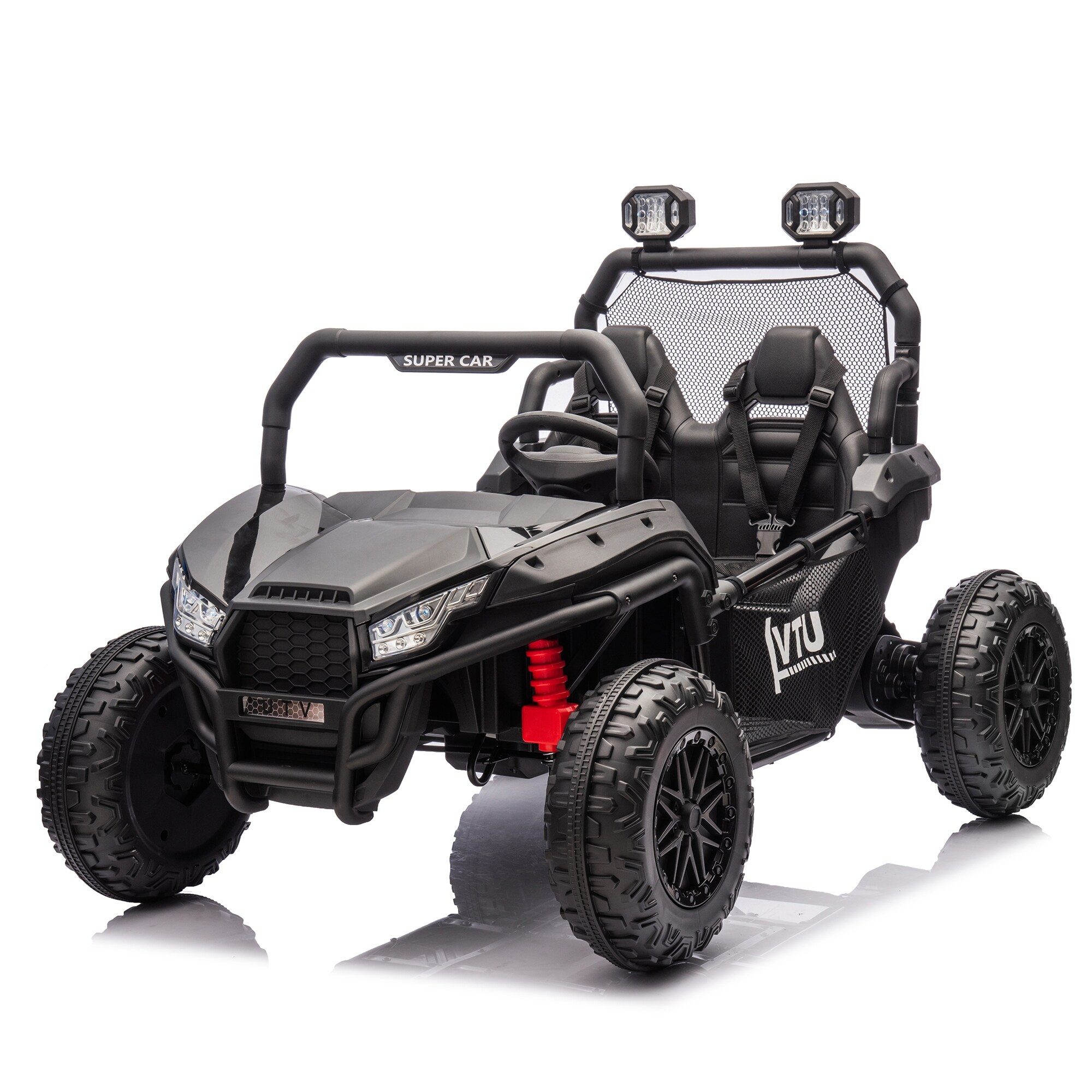 【ふるさと割】 Kids' Ride-On Car with Bluetooth, Dual Seats, and Four-Wheel 筐体、コントロールパネル