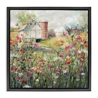 Stupell Vibrant Meadow & Barn Framed Floater Canvas Wall Art Design by ...