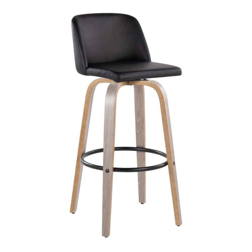 The Gray Barn Vallberga 30" Fixed-Height Bar Stool with Light Grey Wood Base (Set of 2)