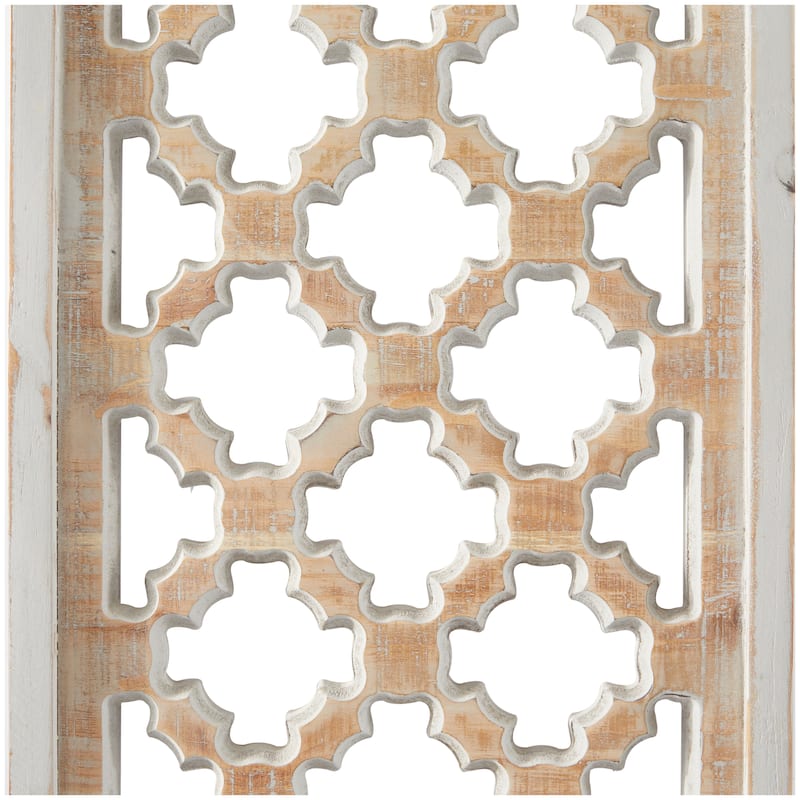 Wood Geometric Carved Trellis Wall Decor - Brown - Roche River Decor