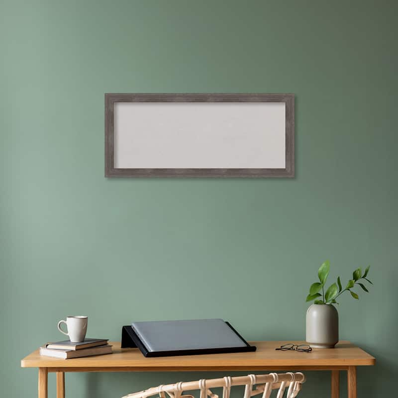 Pinstripe Lead Grey Wood Framed Grey Corkboard Bulletin Board