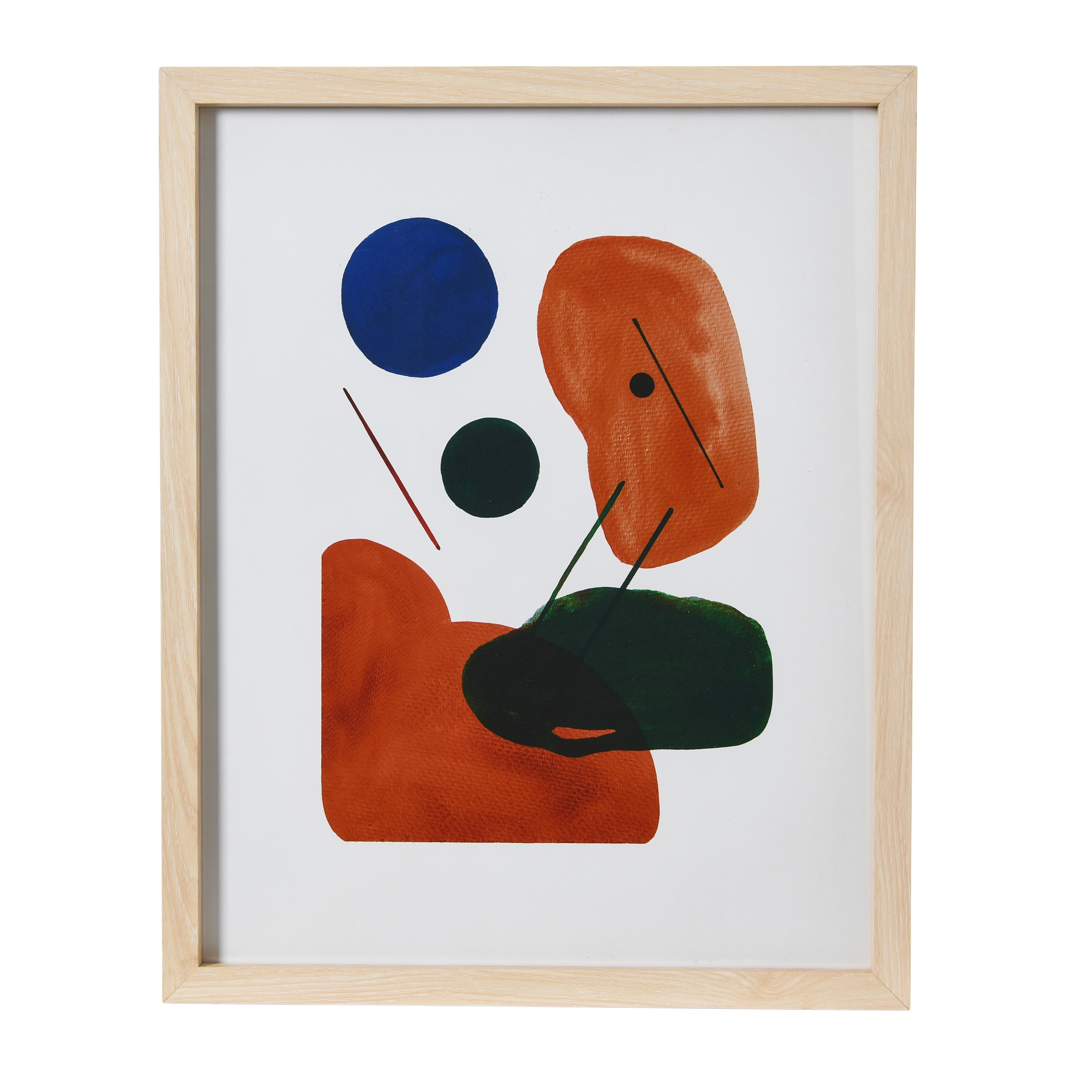 Abstract Geometric Print with Solid Wood Frame and Glass Cover