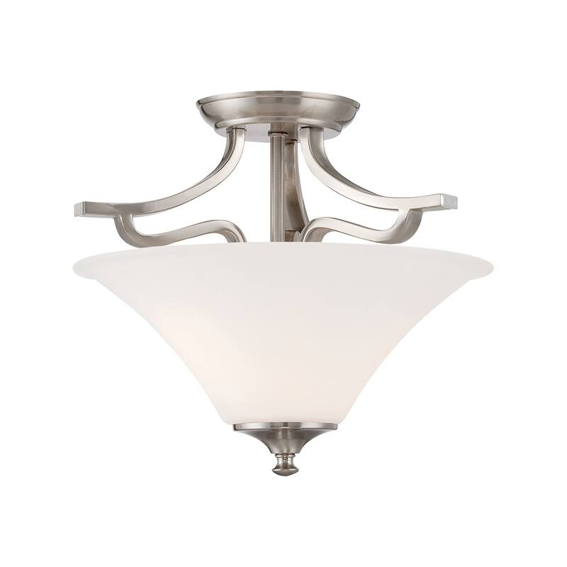 Elk Home Treme Brushed Nickel With White Etched Glass Semi Flush