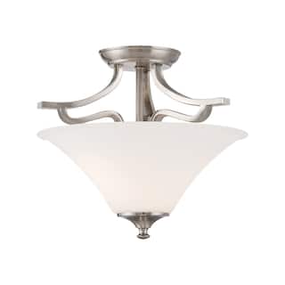 Elk Home Treme Brushed Nickel With White Etched Glass Semi Flush