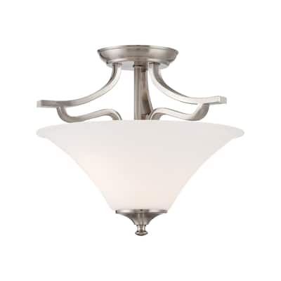 Treme 2-Light Semi Flush Mount Ceiling Lamp in Brushed Nickel