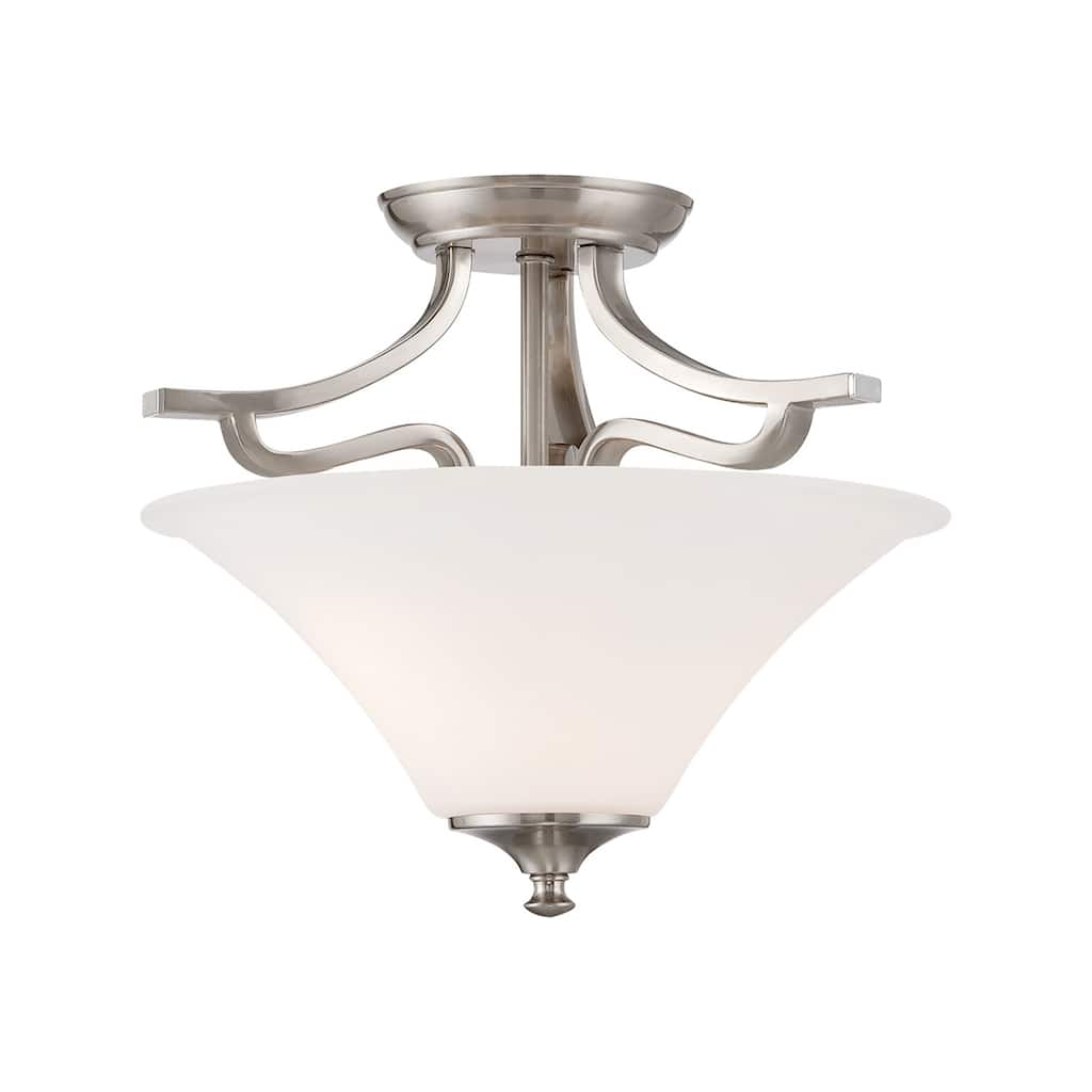 Elk Home Treme Brushed Nickel With White Etched Glass Semi Flush