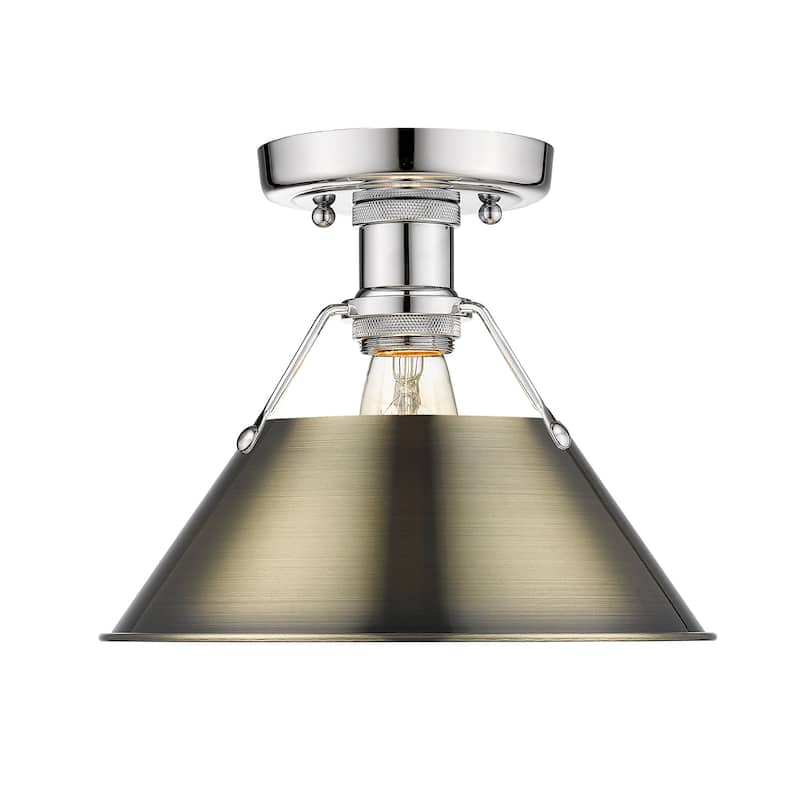 Orwell 1-Light Flush Mount in Chrome with Aged Brass - Silver