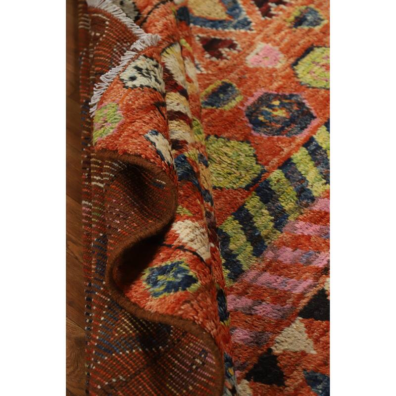 Moroccan Oriental Area Rug Handmade Orange Modern Wool Carpet - 6'5" x 9'8"