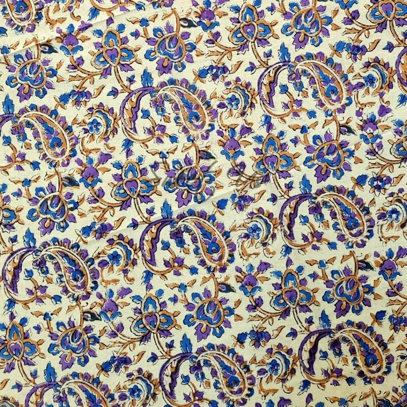 Block Print Tablecloth Round, Floral Paisley Love Purple - Paisley Elephant Purple Gold Blue