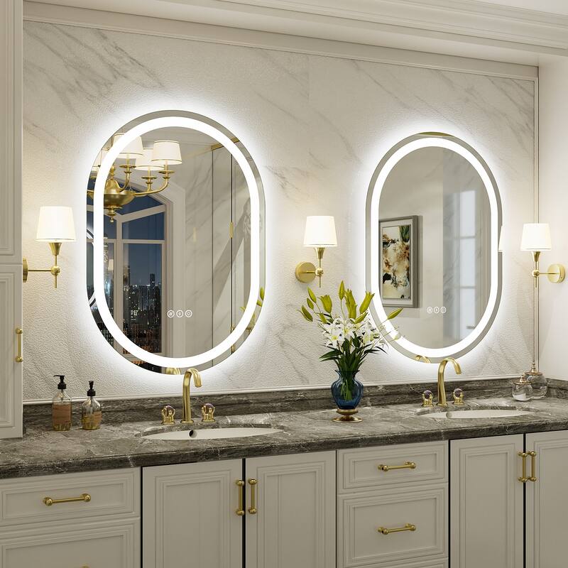 UL Certified Oval LED Lighted Anti-fog Wall Bathroom Vanity Mirror