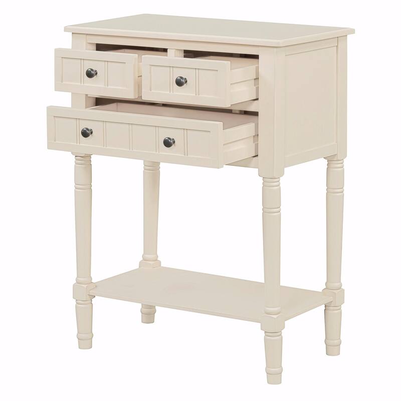 Narrow Console Table with 3 Drawers and Bottom Shelf