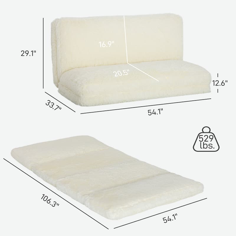 HOMCOM Bean Bag Floor Sofa Bed, Contemporary Plush Wide Folding Floor Mattress, Foam Filling Wall Couch Sleeper