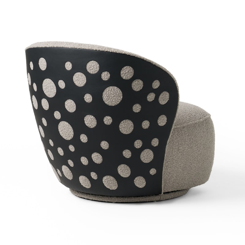 Divani Casa Allis Glam Grey and Black Fabric Swivel Accent Chair