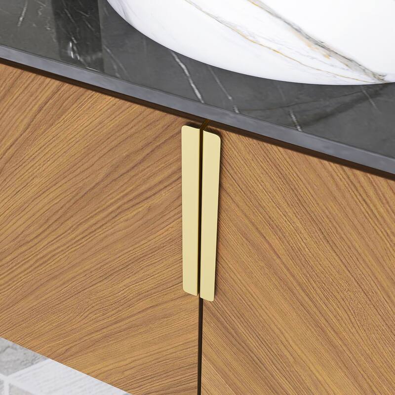 Wall-Mounted Bathroom Vanity with Stone White Ceramic Sink