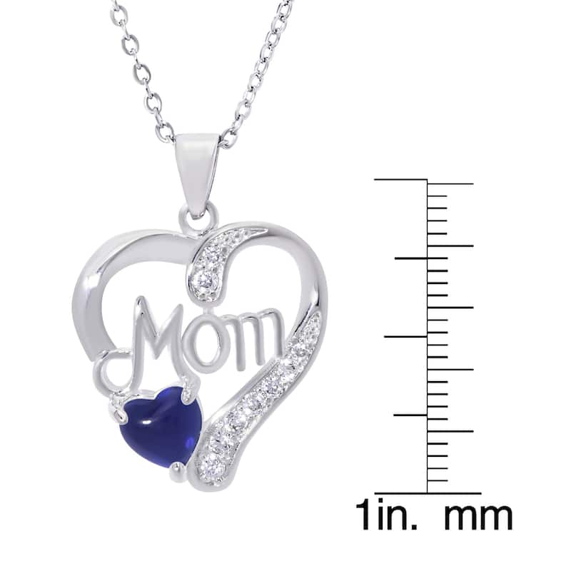 Victoria Townsend Silver Plate MOM Heart necklace with Heart shaped Stone