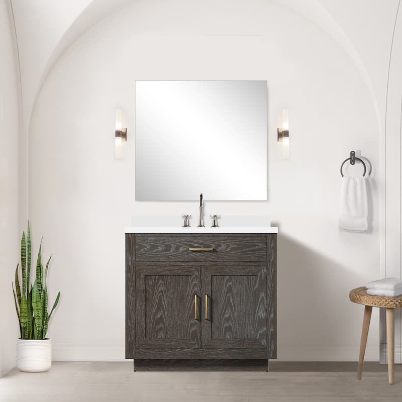 Abbey Bath Vanity with Quartz Top, Sink, Mirror and Faucet