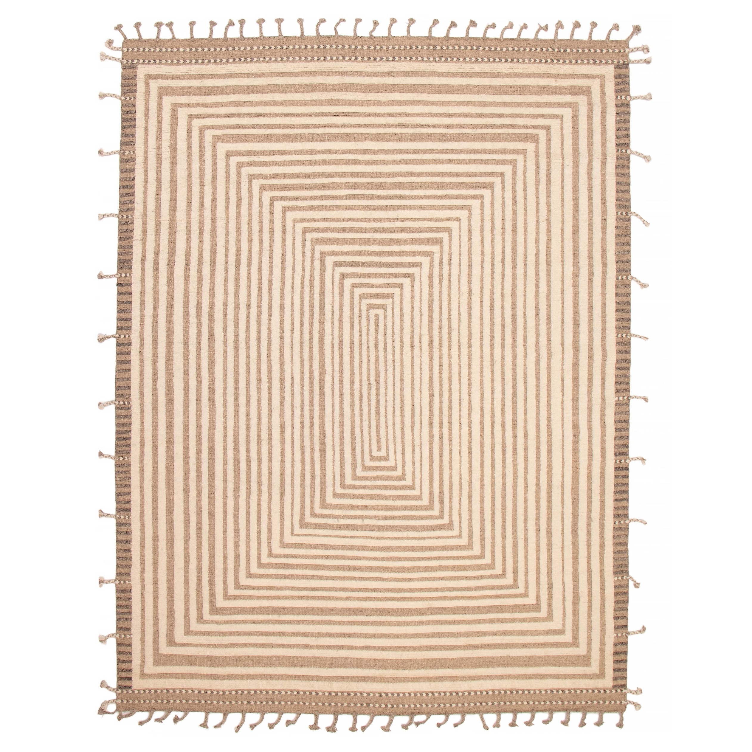 ECARPETGALLERY Hand-knotted Tangier Cream Wool Rug - 9'0 x 11'10