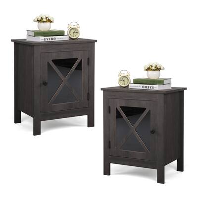 Set of 2 Nightstand with Door