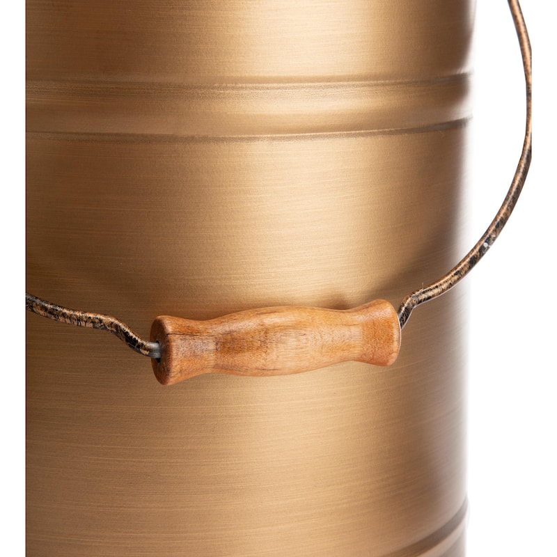 Deluxe Galvanized Ash Bucket with Handle, Lid and Double-Layer Bottom