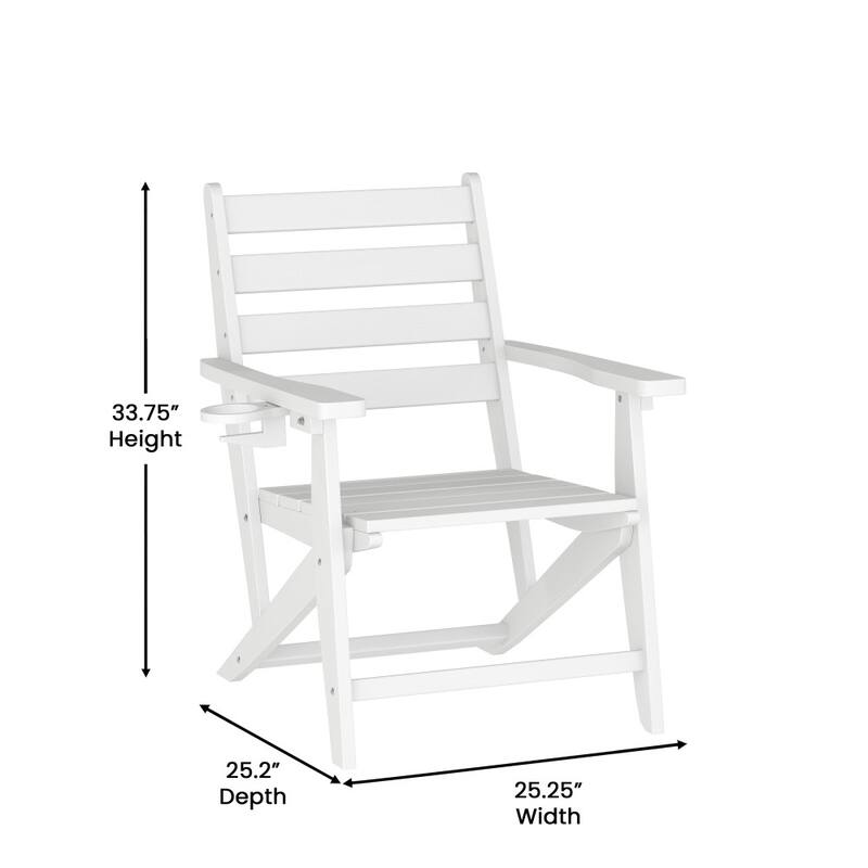 Commercial All Weather Adirondack Table and 6 Chairs with Cupholders