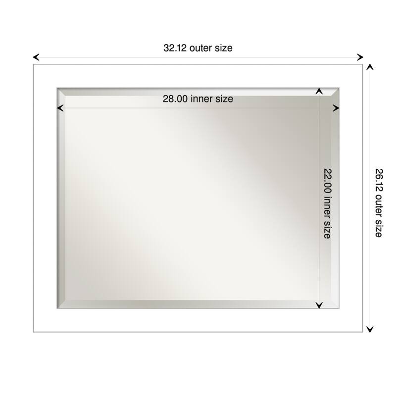 Beveled Wall Mirror - Wedge White Frame - Wedge White - 32 x 26-inch