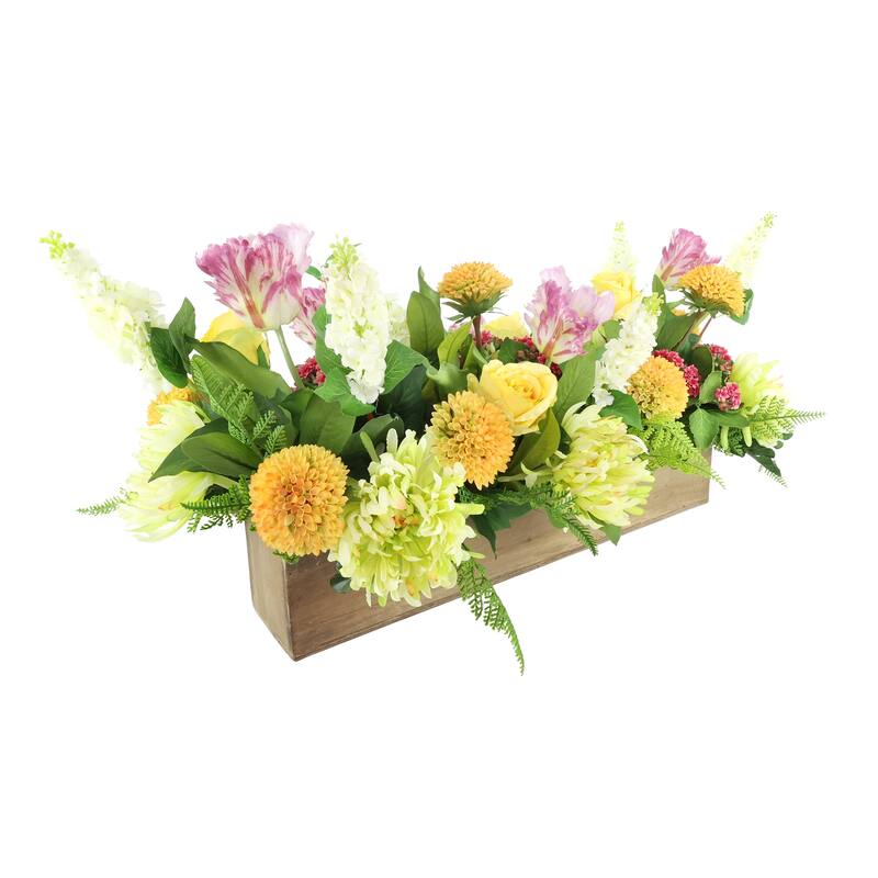 Classic Spring Centerpiece in Wood Planter - 17