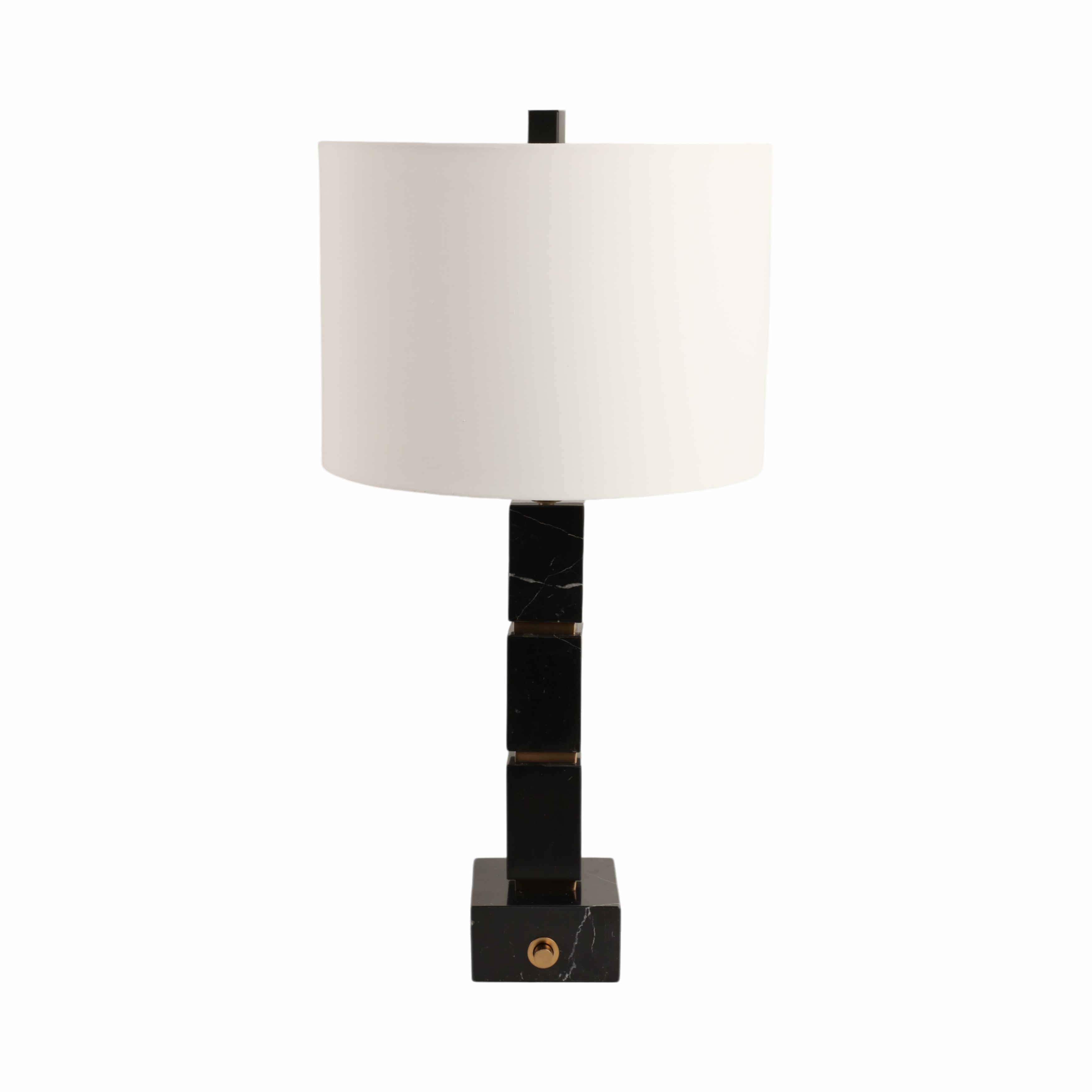 Stacked Marble Cube Table Lamp with Linen Shade - 27"