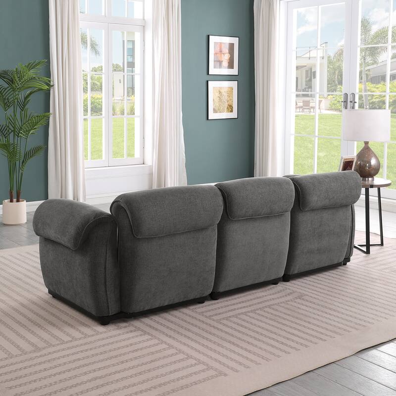 93" 3-Seater Chenille Modular Sofa - Fashionable Sofa with Iron Frame for Living Room, Bedroom
