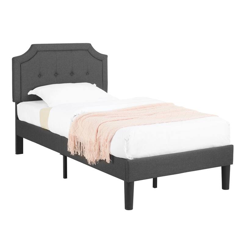 VECELO Upholstered Platform Bed Frame with Adjustable Headboard