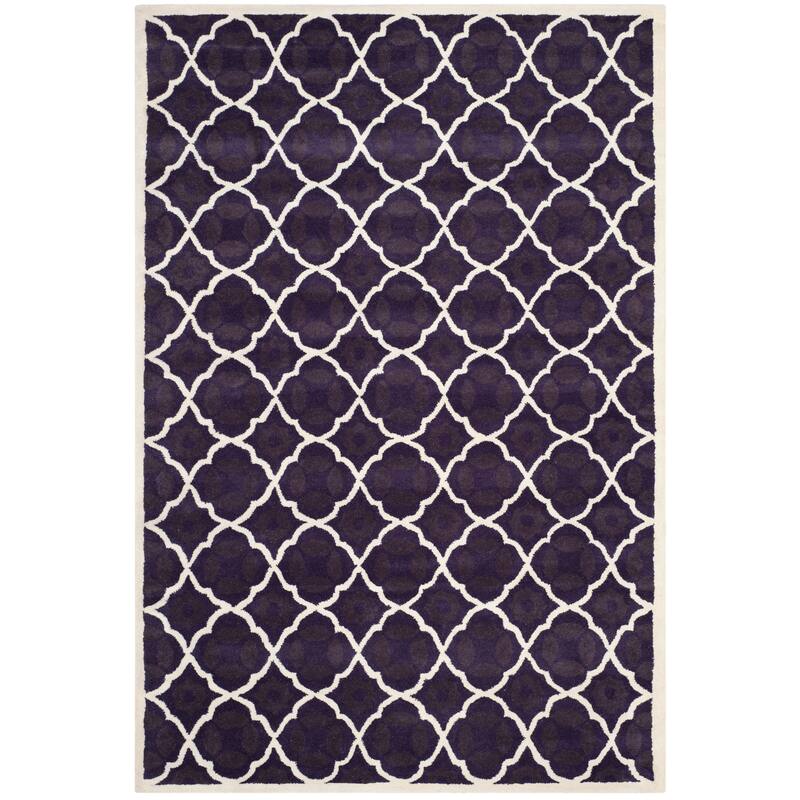 SAFAVIEH Handmade Chatham Kader Modern Moroccan Wool Rug - 6' x 9' - Purple/Ivory