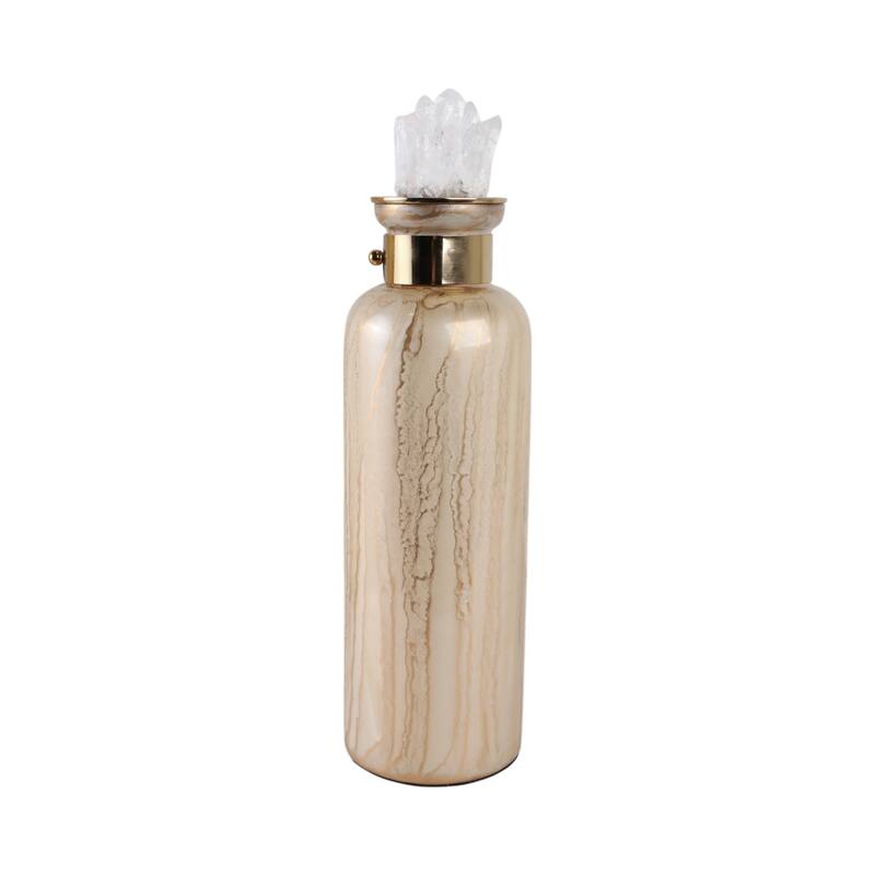 Glass Decorative Vase Glam Accent with Stone Details Modern Style