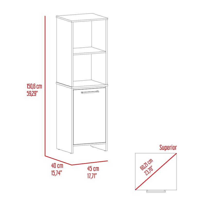 Kitchen Pantry Feery, Single Door Cabinet, Interior and External Shelves, White Finish