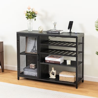 Bar Cabinet,Wine Bar Cabinet with Wine Racks and UAB socket