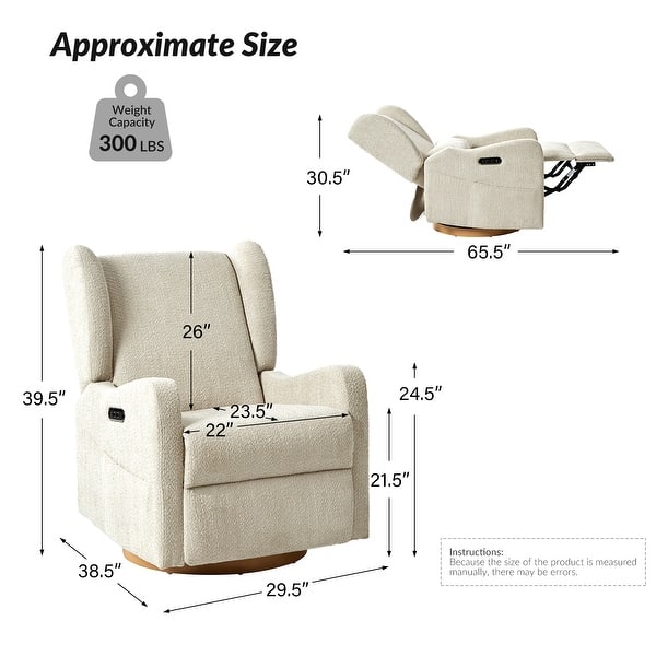 dimension image slide 1 of 3, Remo Modern Nursery Swivel Glider Recliner with Built-in Nightlight and Storage Bags by HULALA HOME