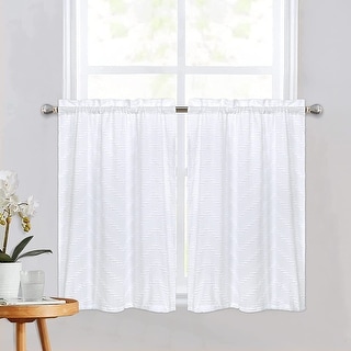 Short Cafe Curtains Jacquard Kitchen Curtains Semi Sheer Small Tier ...