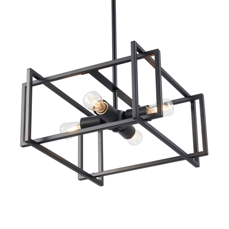 CO-Z Square Semi Flush Mount Light Fixture with Geometric Frame