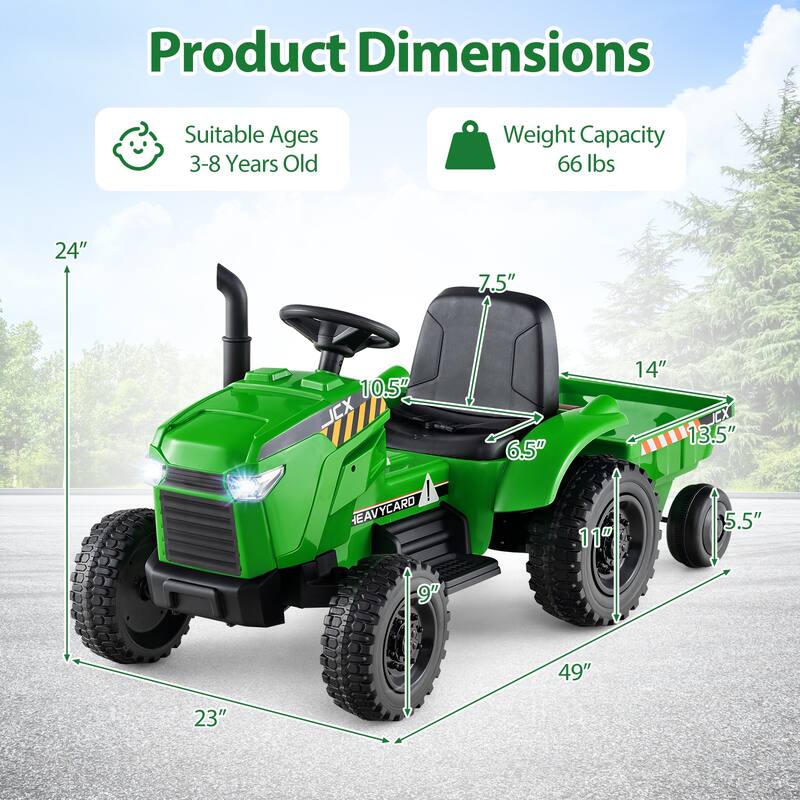 Gymax 2-in-1 Kids Ride On Tractor 12V Battery Powered Toy Car w/