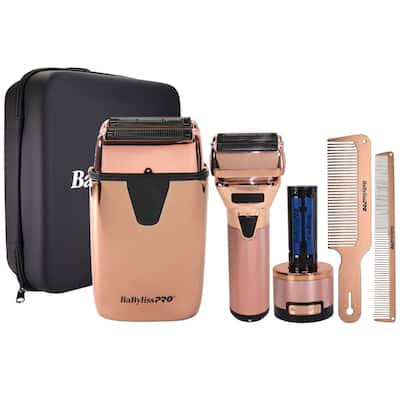 BaByliss Pro FXONE ROSEFX Shaver FX79FSRG + Double Foil Shaver + Travel Case Fits Clipper Shaver Trimmer, Accessories + Comb