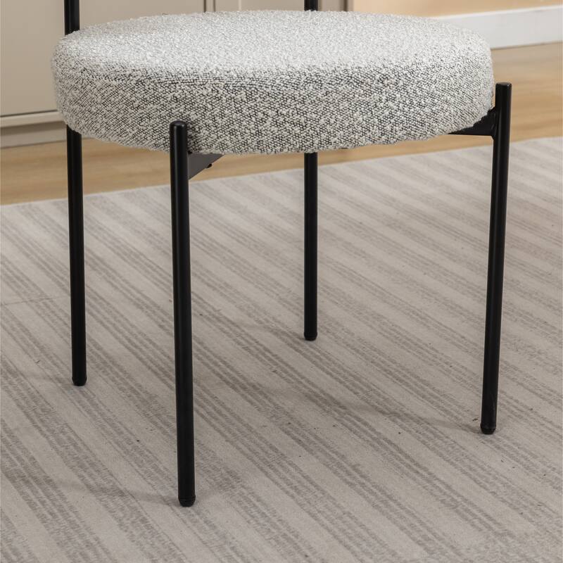 Durban 5-Piece Round Dining Set, Trestle Dining Table with 4 Boucle Chairs for Breakfast Nook, Kitchen, Living Room