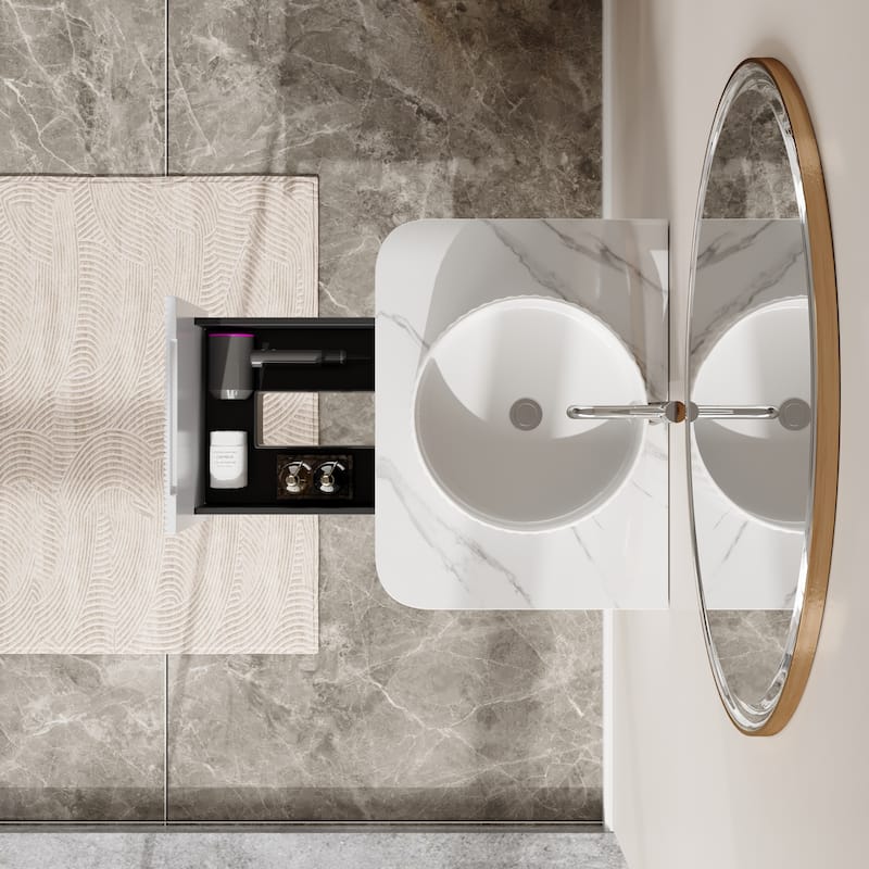 28" Modern Floating Bathroom Vanities with Sink, White