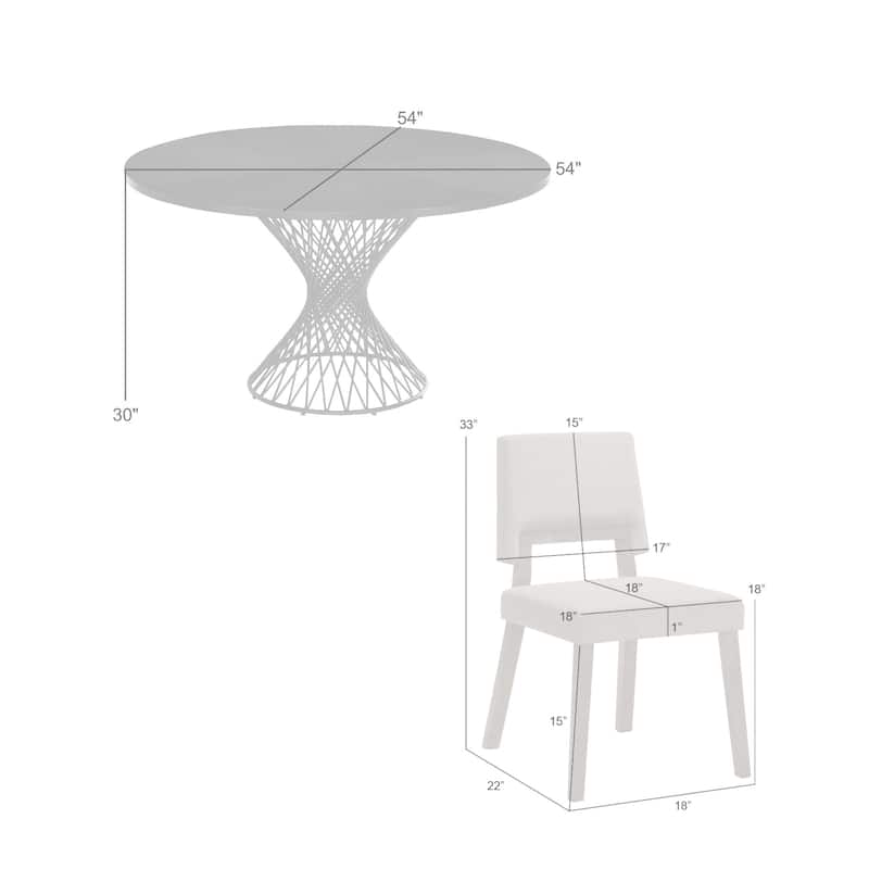 Cirque Channell Black Wood and Charcoal Upholstered 5 Piece Round Dining Set