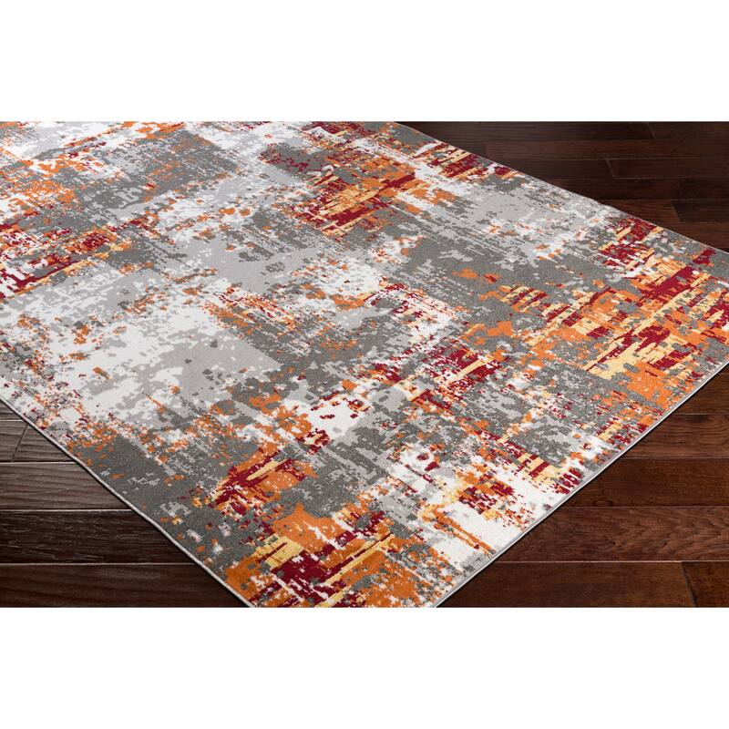 Trocadero Red Contemporary Abstract Area Rug - 5'3" x 7'6"
