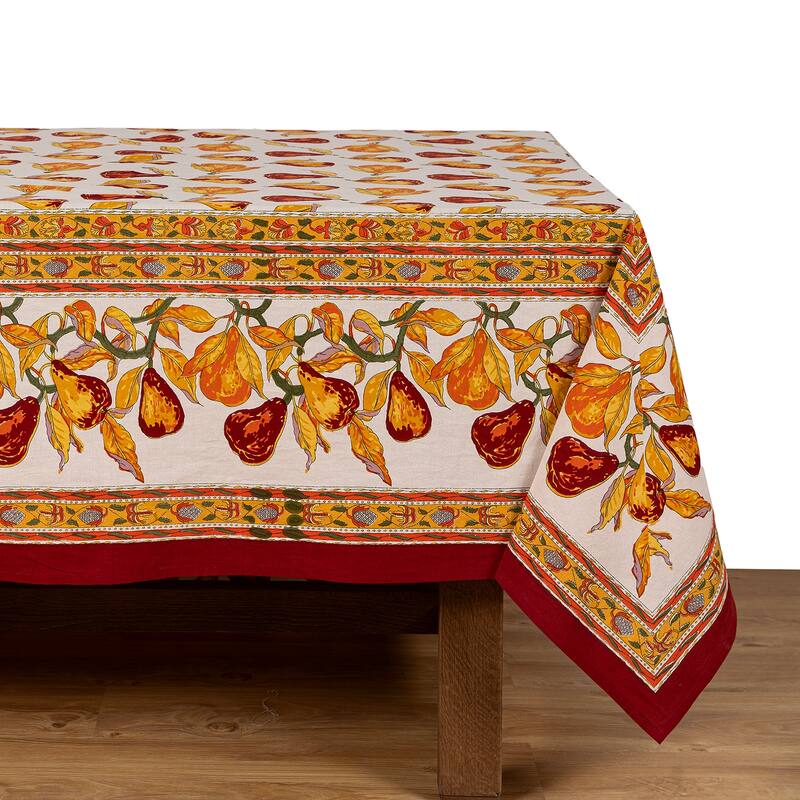 Couleur Nature Orchard Pear Tablecloth - Burgundy - 59" x 59" - 71" x 71"