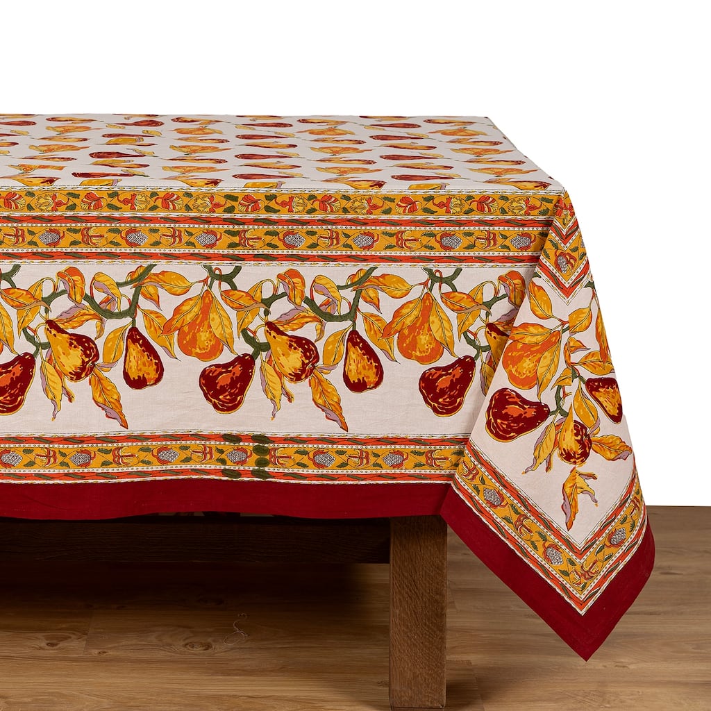 Couleur Nature Orchard Pear Tablecloth - Burgundy - 59" x 59"