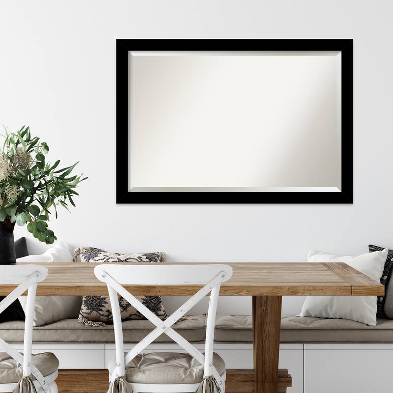 Basic Narrow Beveled Wood Framed Wall Mirror