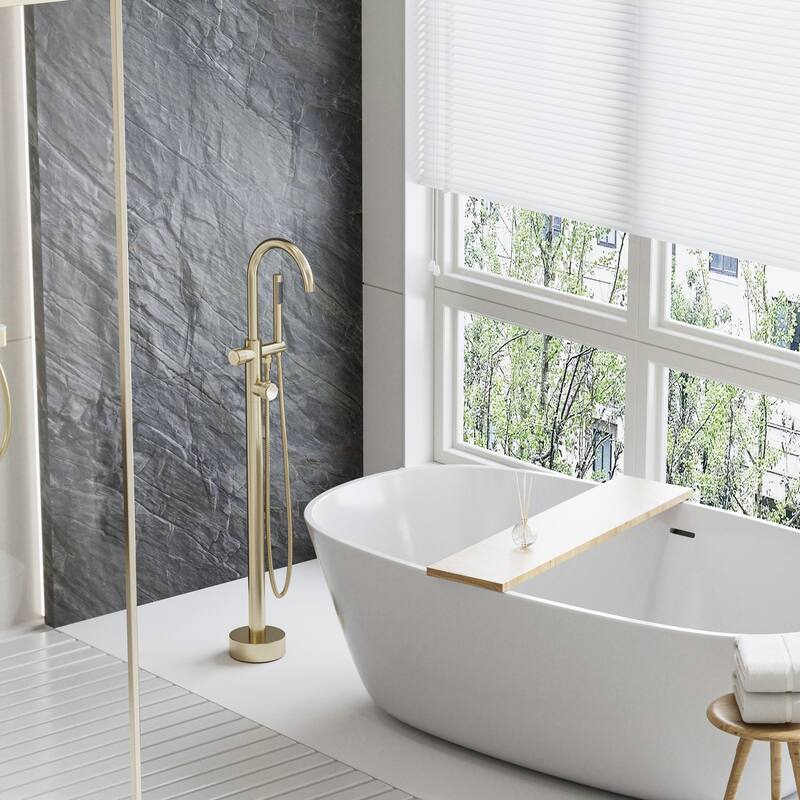 Modland 46'' Outdoor Shower System 316 Stainless Steel Thermostatic Freestanding Poolside Faucet with Swivel Spout - 46'' H